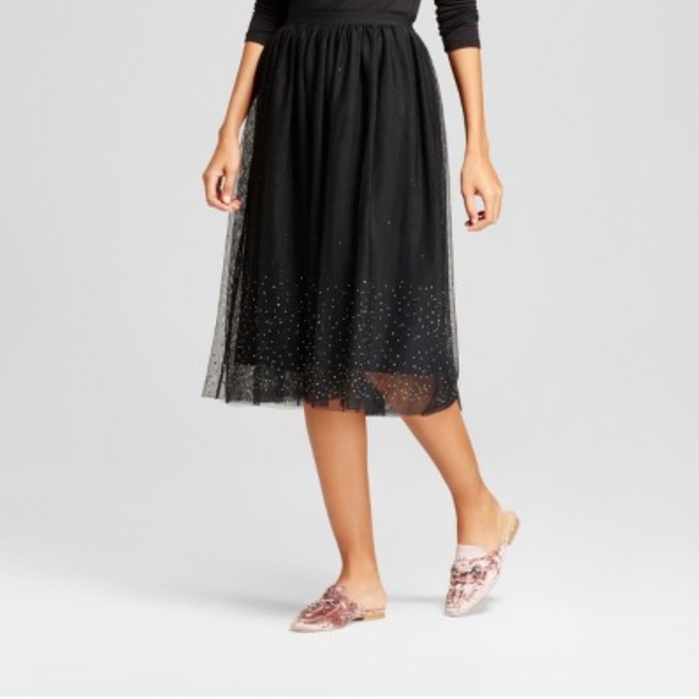 NWT A New Day Black Tulle Sparkle Skirt - S